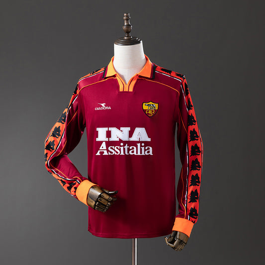 AS Roma retro 1998/99 Home Manga Larga