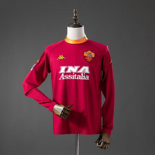 Roma 2000/01 Home Retro Manga Larga
