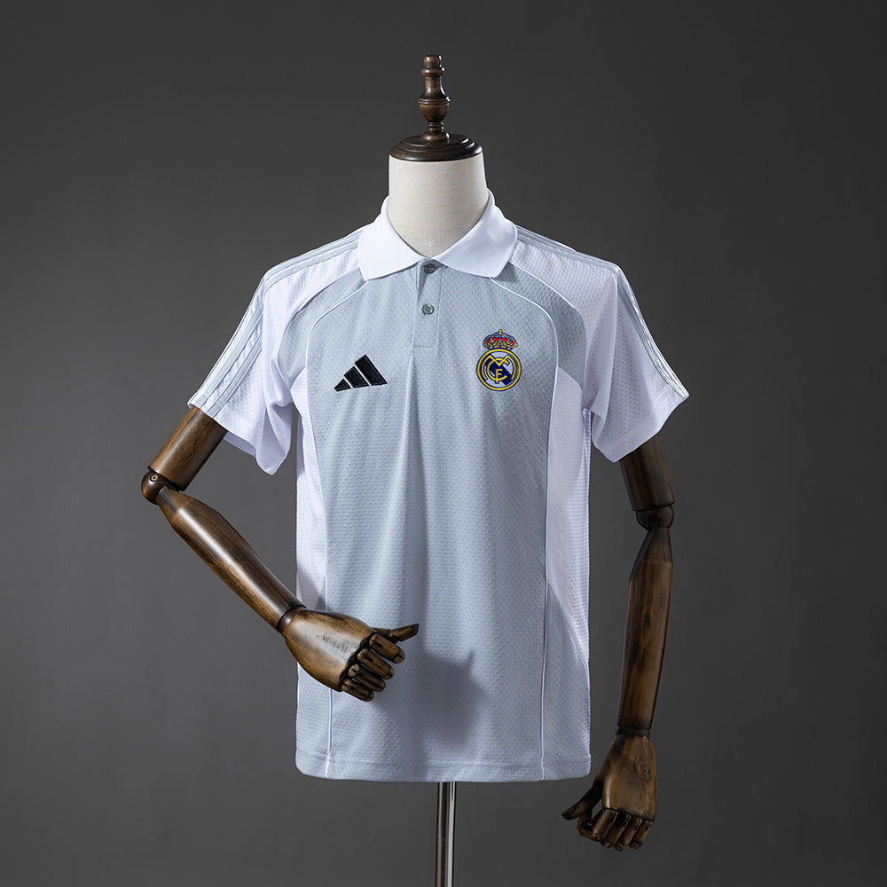 Real Madrid 2025/26 Polo Gris y Blanco