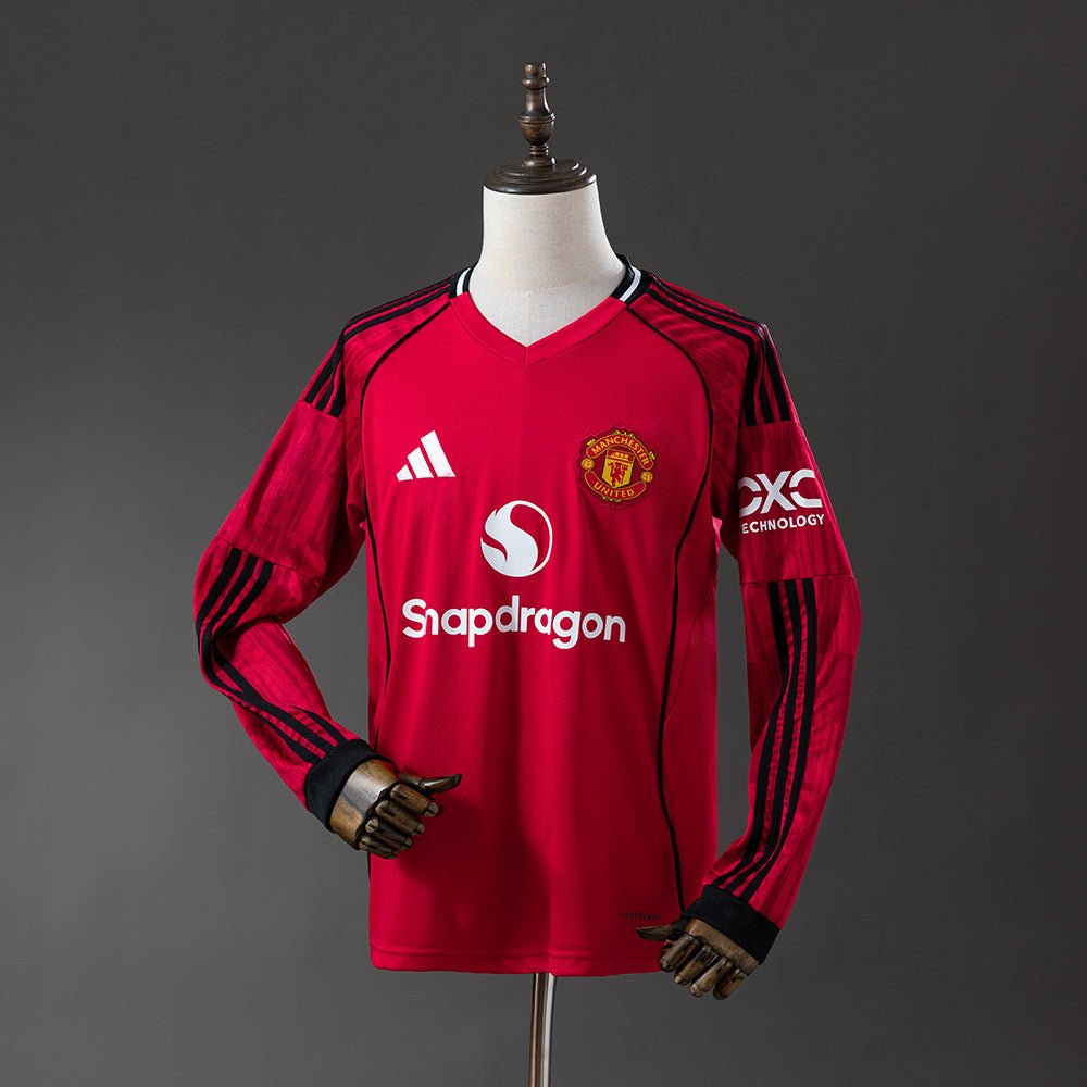 Manchester United 2025/26 Home Fan Version Manga Larga