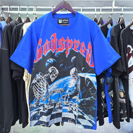 Camiseta Godspeed ajedrez azul